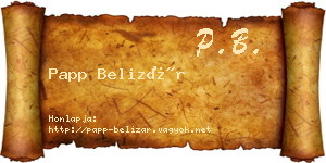 Papp Belizár névjegykártya