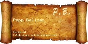Papp Belizár névjegykártya